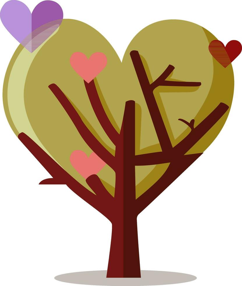 Flat Style Colorful Heart Shape Tree Icon. vector