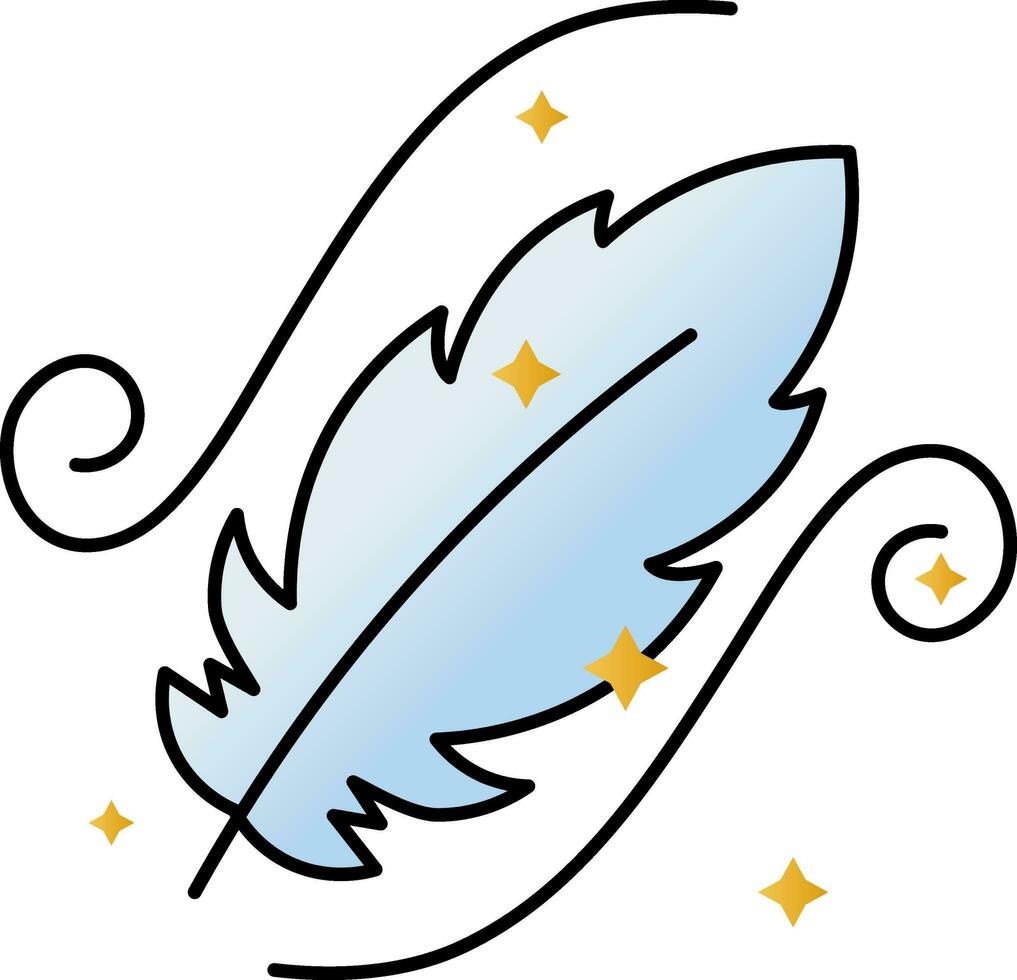 Fly Feather Icon In Blue Color. vector