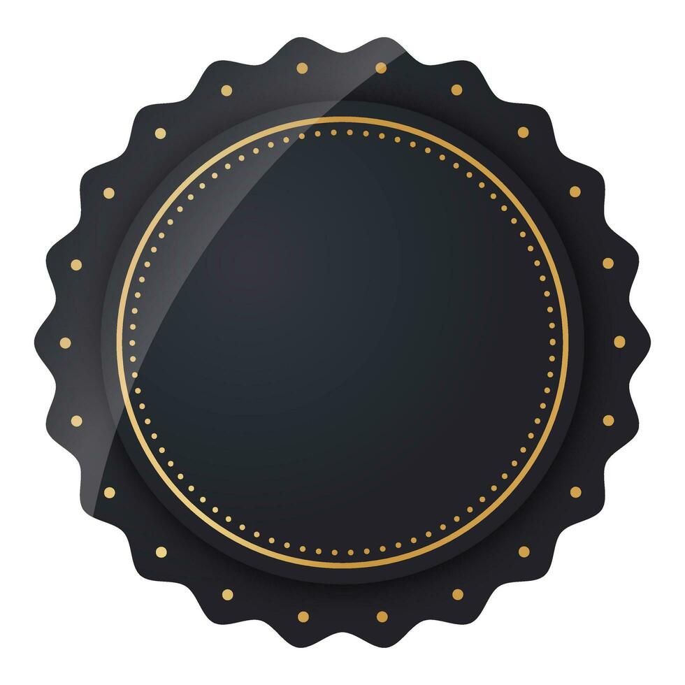 Empty Round Label Or Badge Element In Black Color. vector