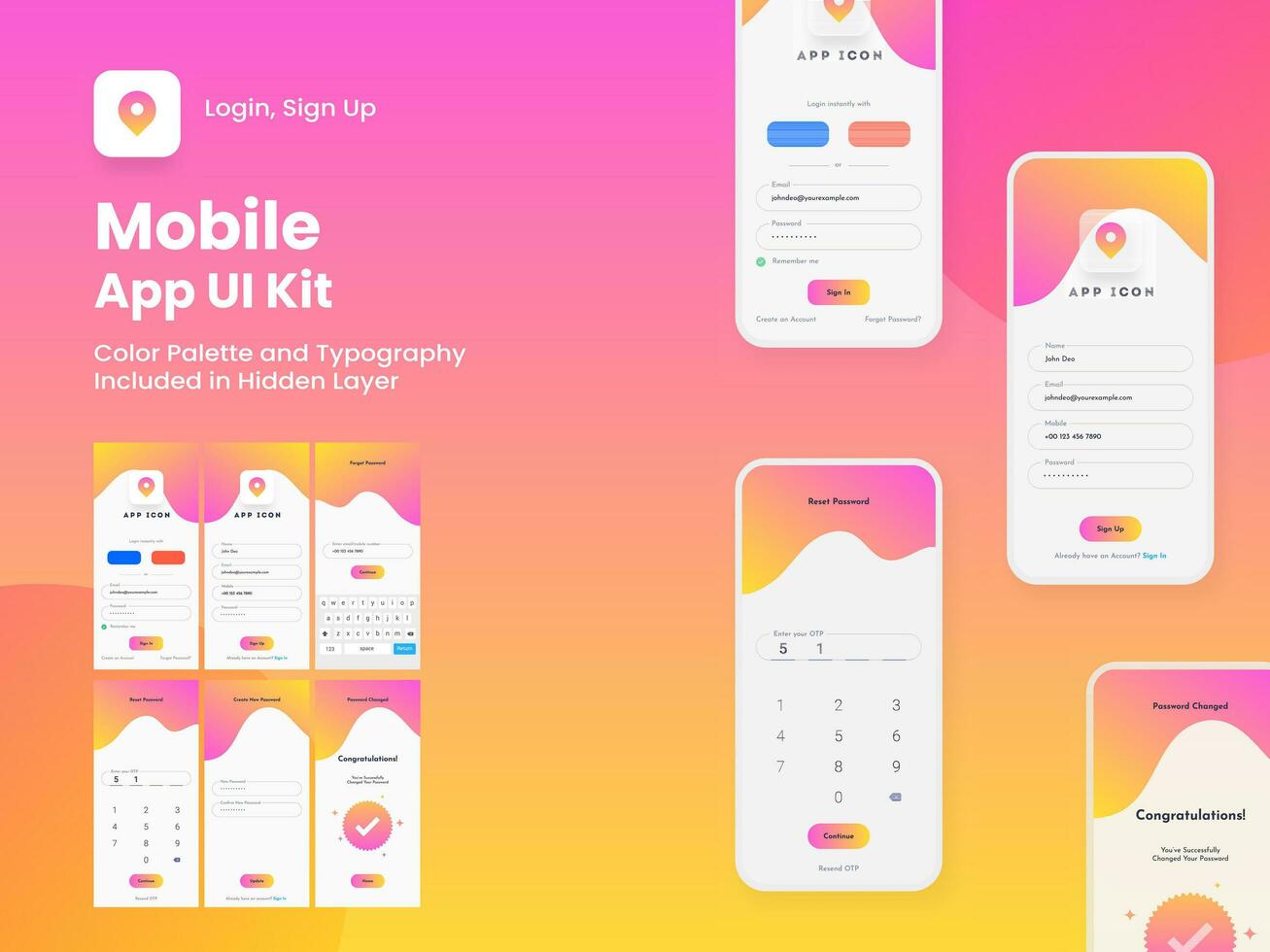 Wireframe UI, UX, GUI Layout With Different Login Screens Including Account Sign In, Sign Up And Lock Screen For Mobile App And Responsive Website. vector