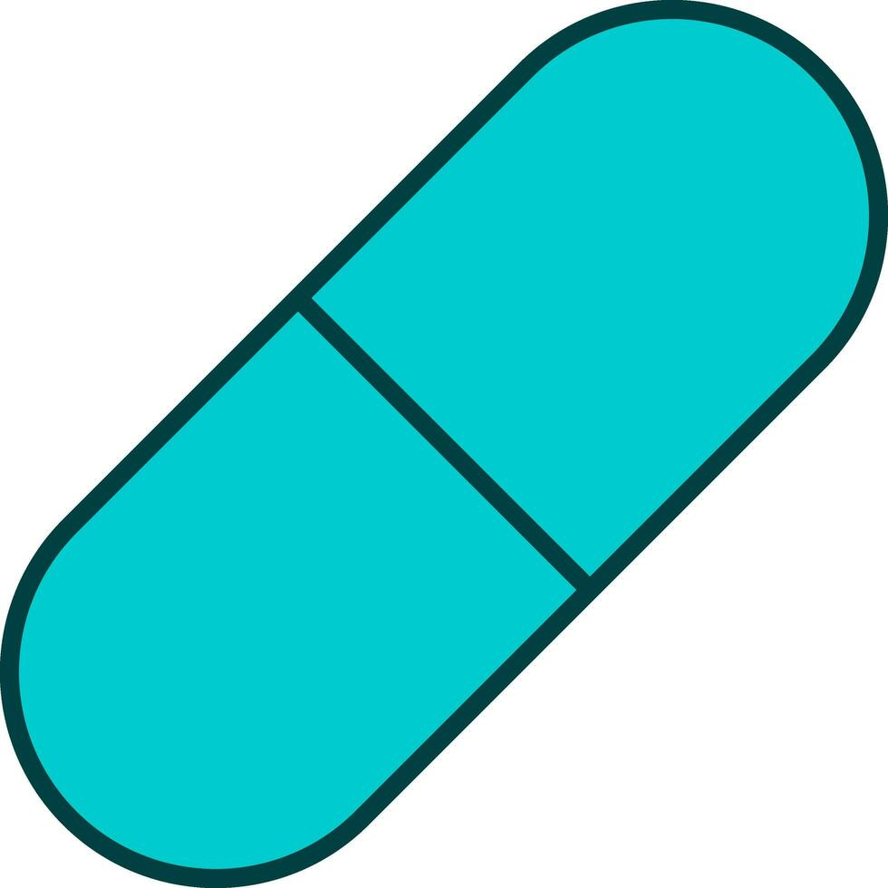 Flat Illustration Of Turquoise Capsule Or Tablet Icon. vector