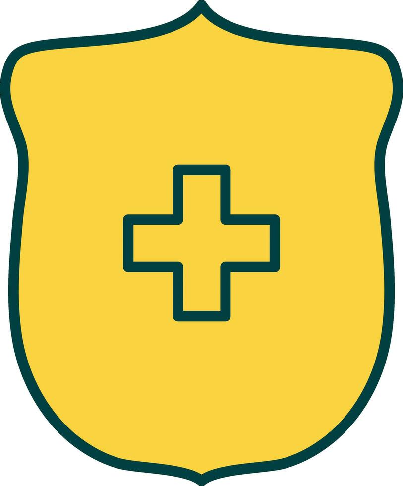 Flat Style Yellow Health Shield Icon Or Symbol. vector