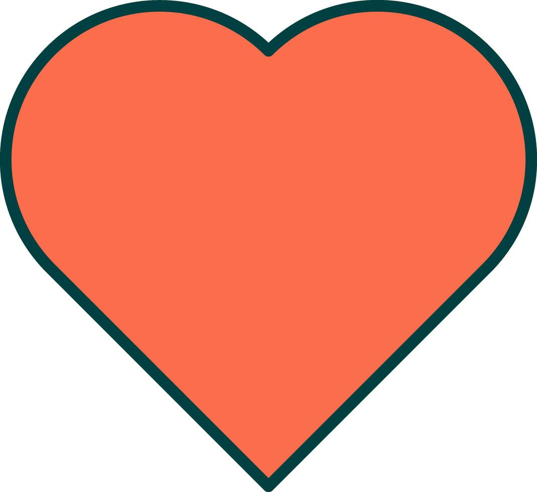 plano estilo corazón icono o símbolo en naranja color. vector