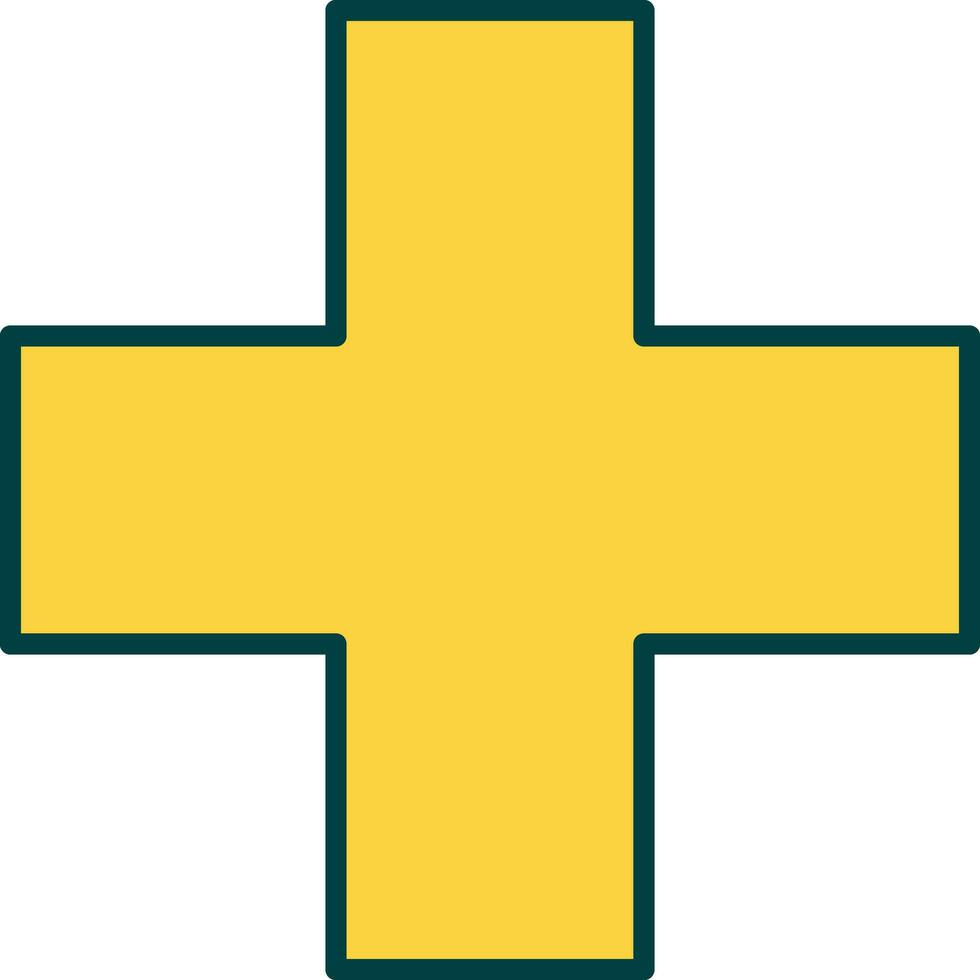 Yellow Add Or Plus Icon In Flat Style. vector