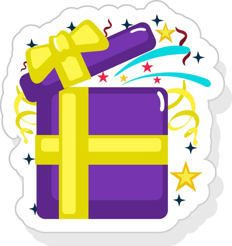 Illustration Of Surprising Open Gift Box Icon Or Sticker In Flat Style. vector