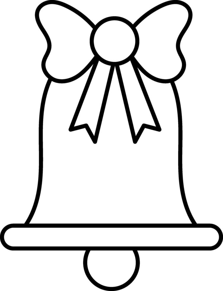 Isolated Bell With Bow Ribbon Icon Or Symbol In Black Line Art. vector