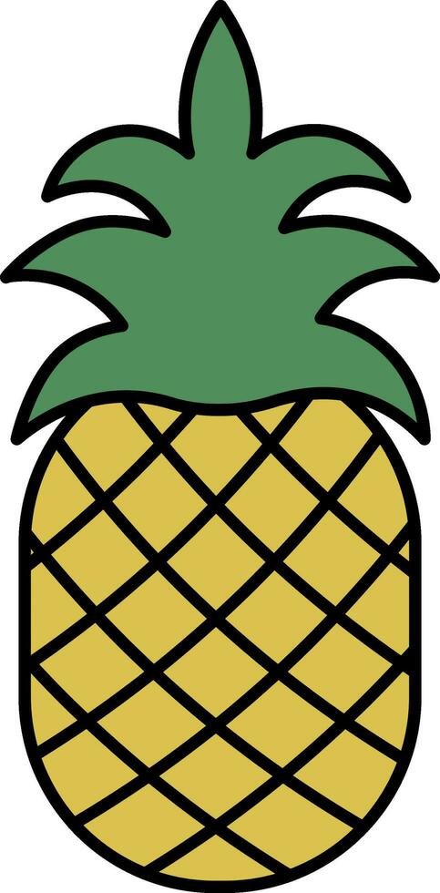 Yellow And Green Pineapple Icon In Flat Style. vector
