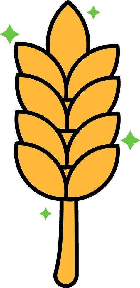 Yellow Wheat Plant Icon In Flat Style. vector