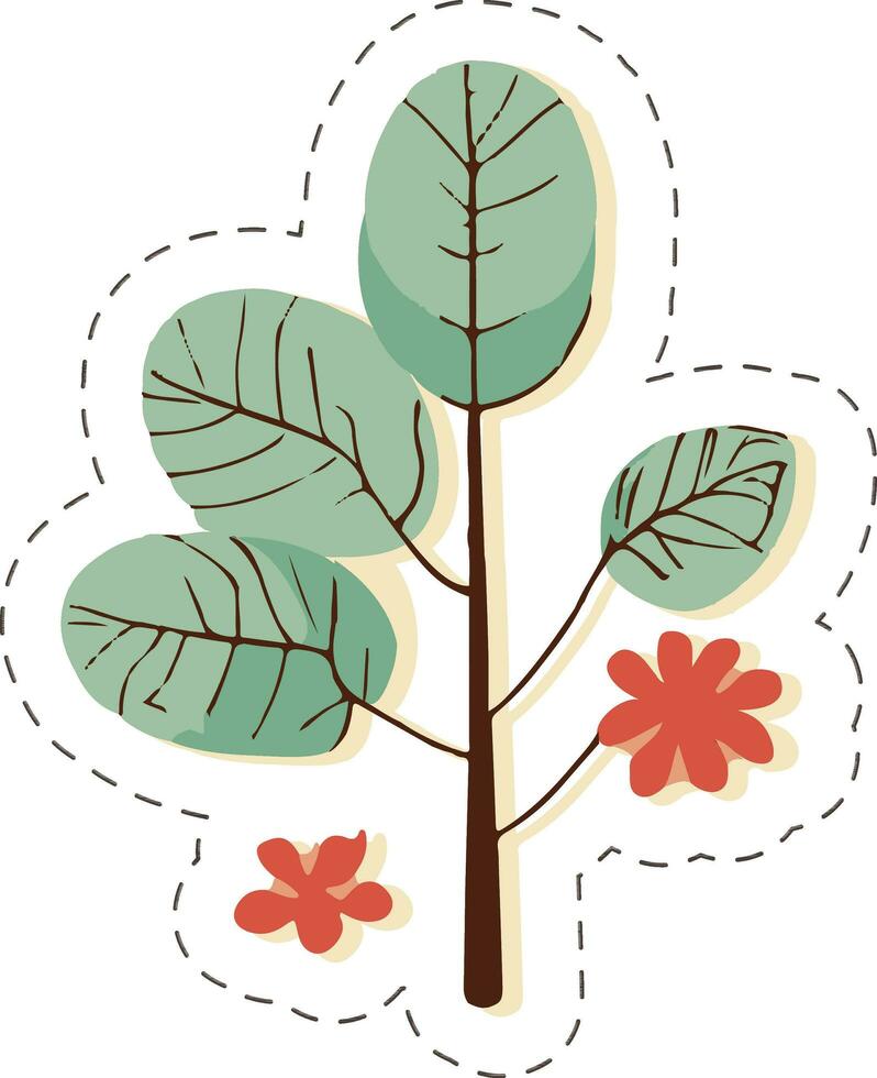 Illustration of Flower Branch In Sticker Style. vector