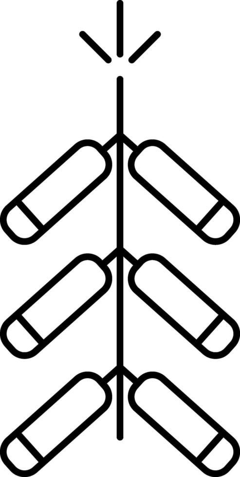 Firecracker String Bomb Icon In Line Art. vector