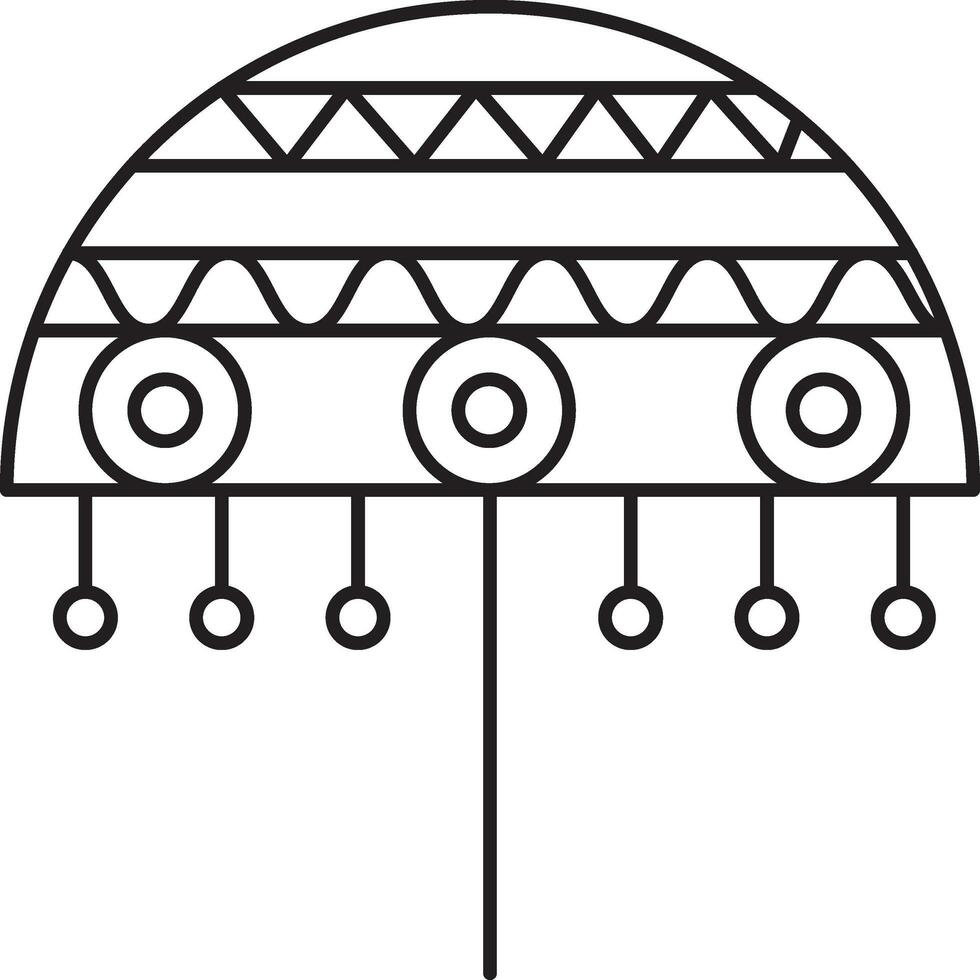 Isolated Traditional Umbrella Icon In Black Outline. vector