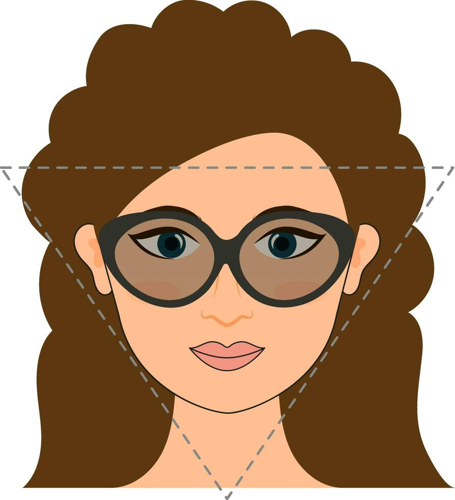 plano ilustración de lentes para triángulo cara joven gir marrón icono. vector