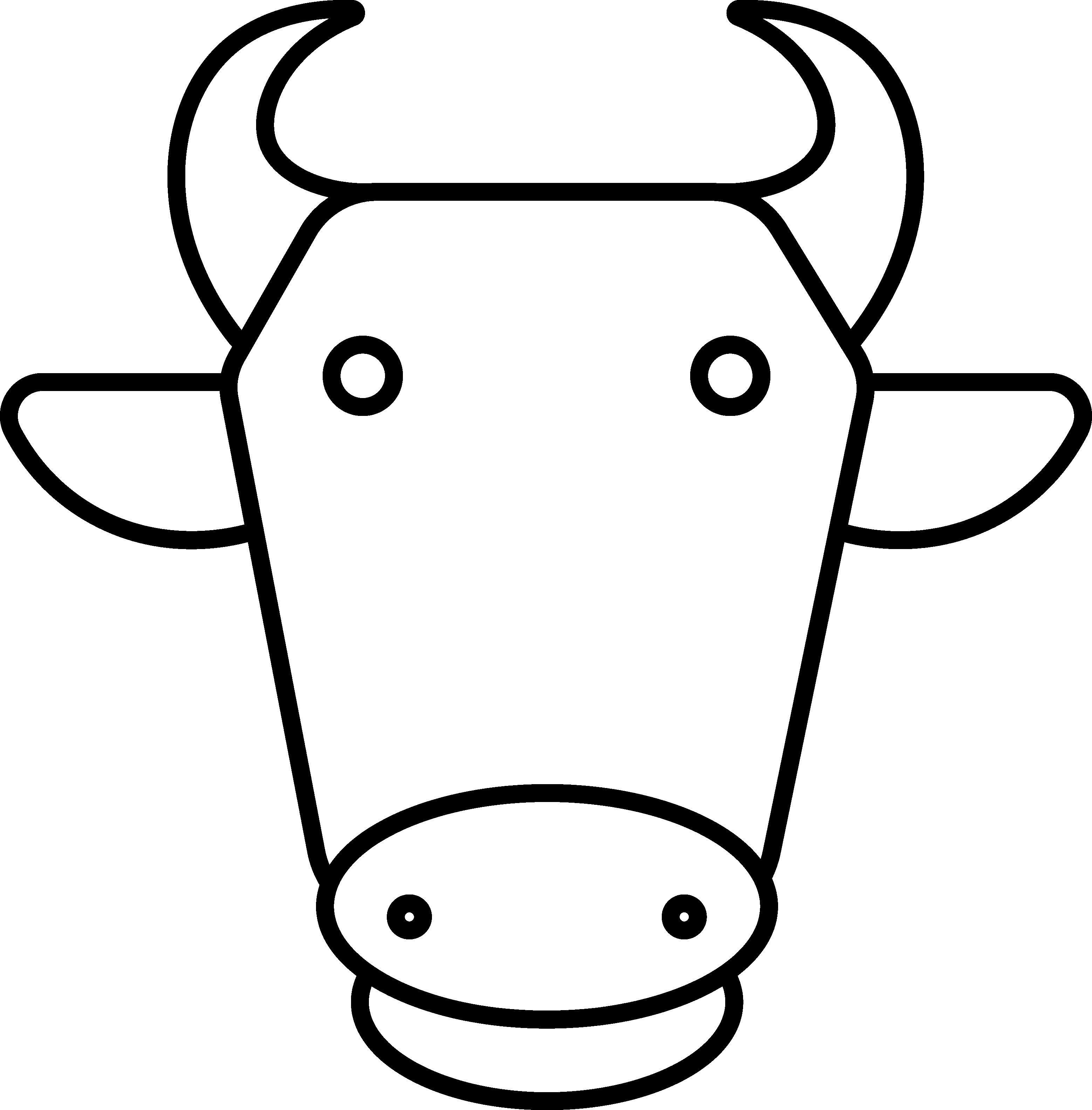 Indian Animal Character Of Cow Or Ox Face Icon In Black Line Art