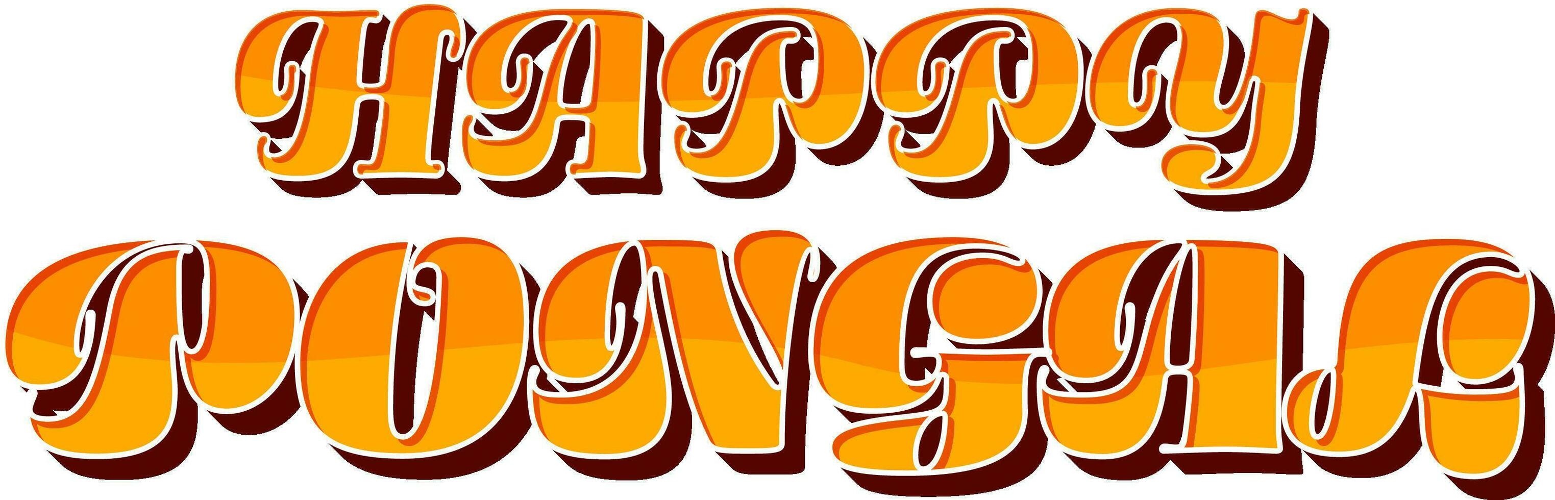 Orange Happy Pongal Font On White Background. vector