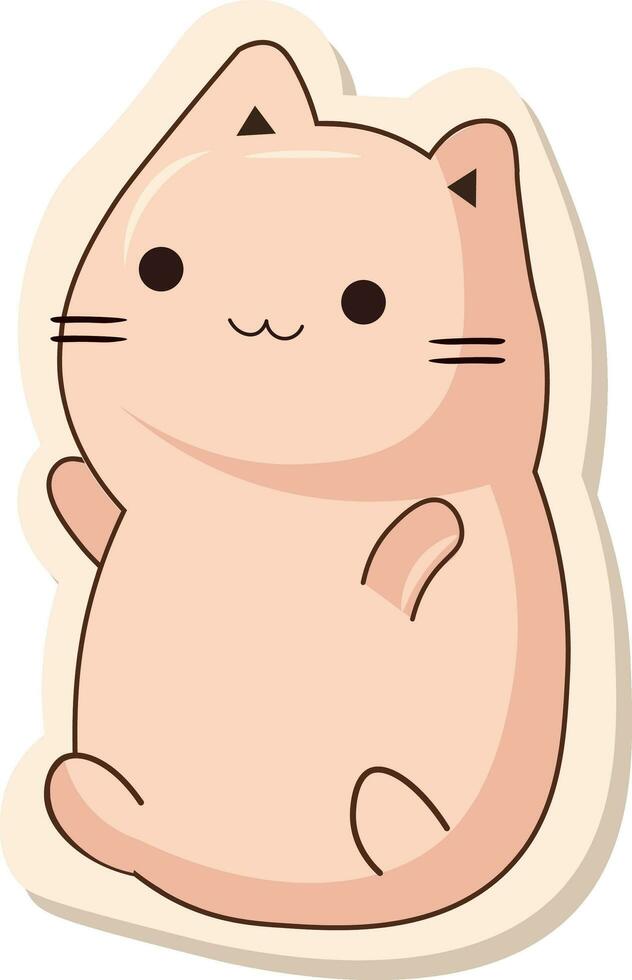 Sticker Or label of Funny Cat In Pastel Pink Color. vector