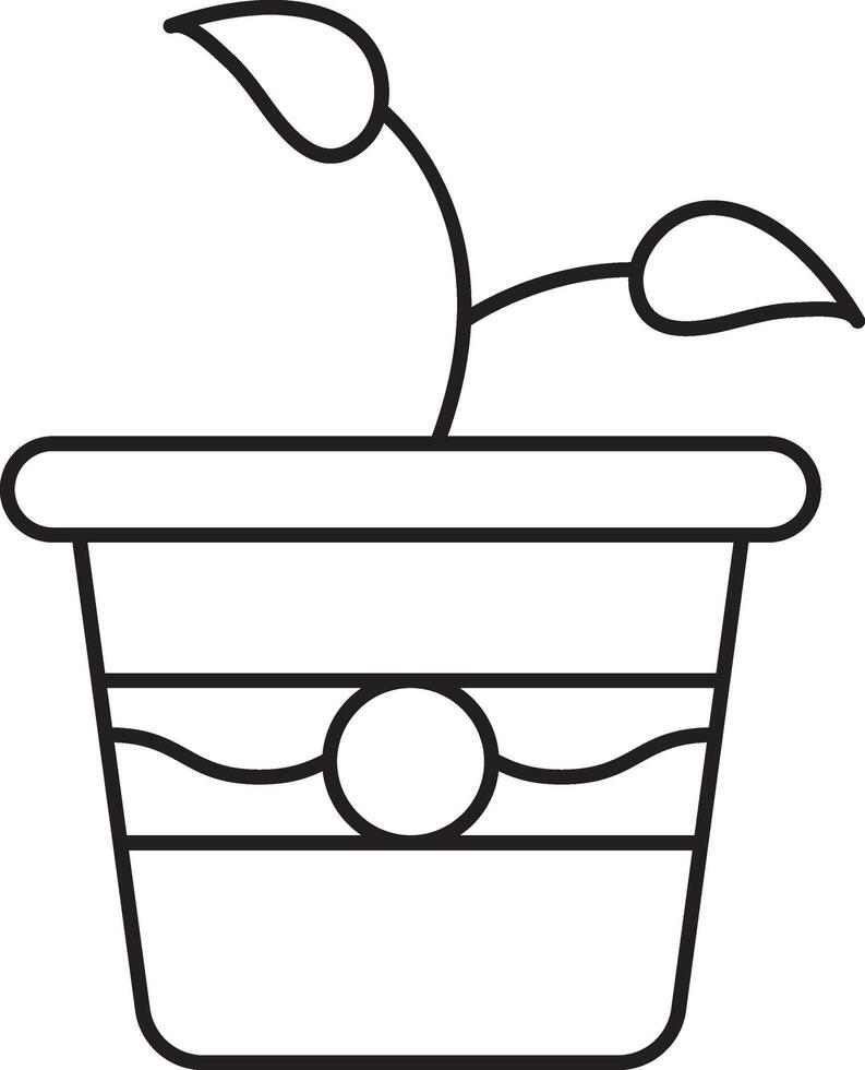 Isolated Flower Pot Icon In Black Line Art. vector