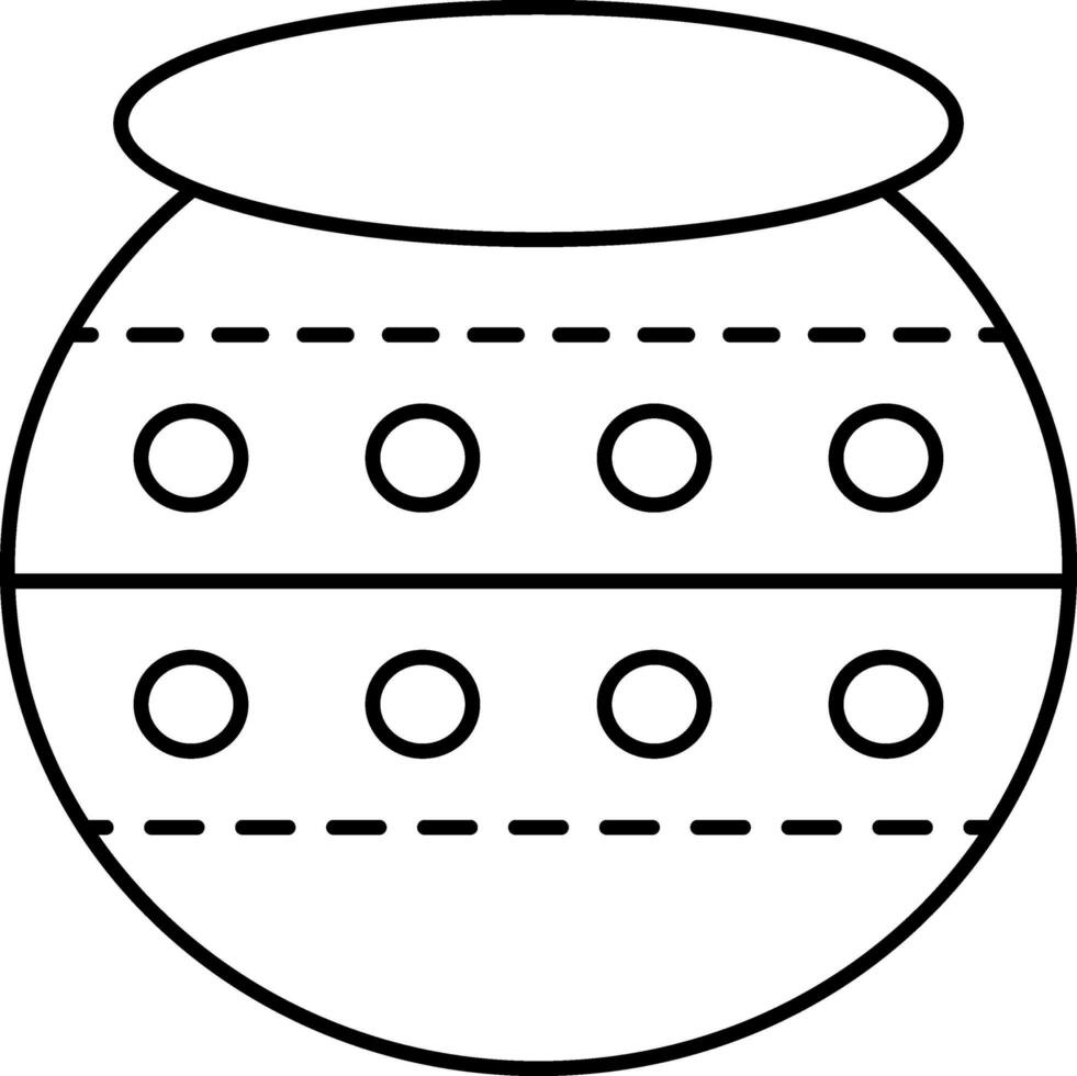 Isolated Rice Pot Icon In Black Stroke. vector