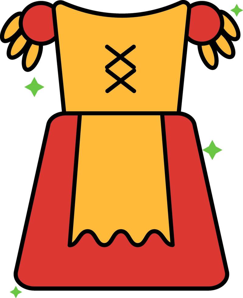 Yellow And Red Bavarian Dress Flat Icon. vector