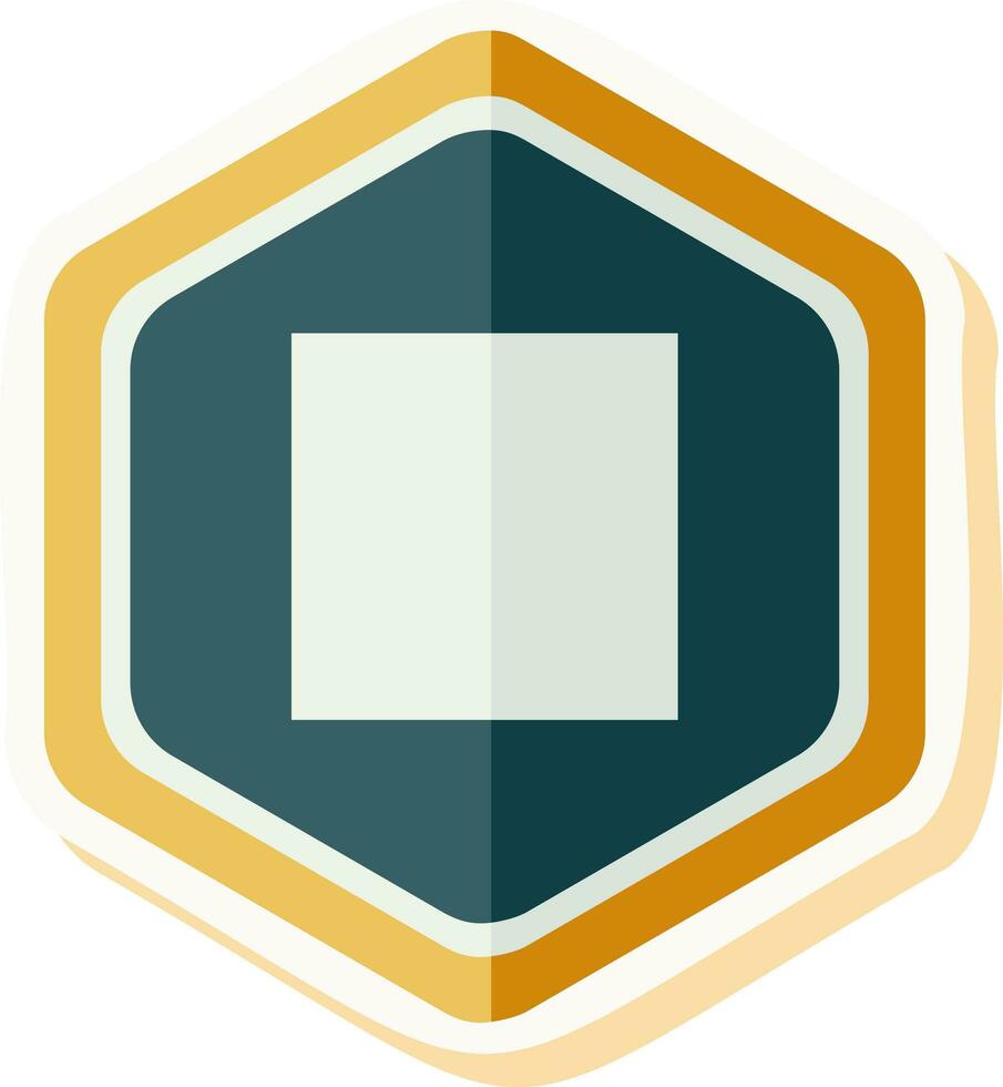 Hexagon Blank Badge Icon In Teal And Yellow Color. vector