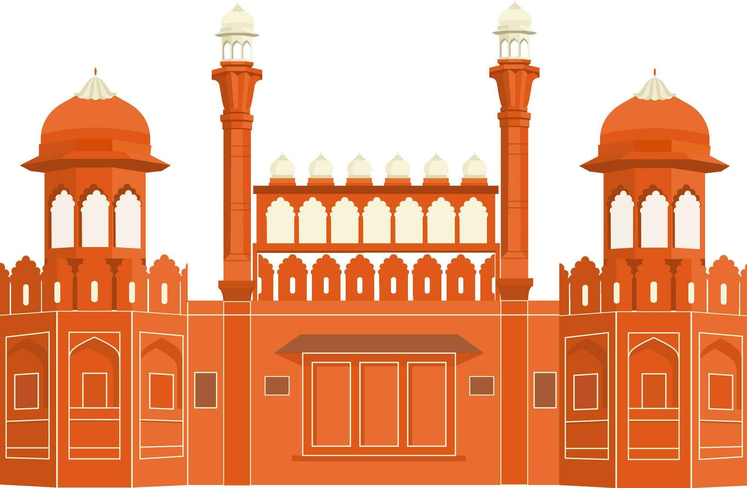 Vector Illustration Of Red Fort In New Delhi India. 24557242 Vector Art