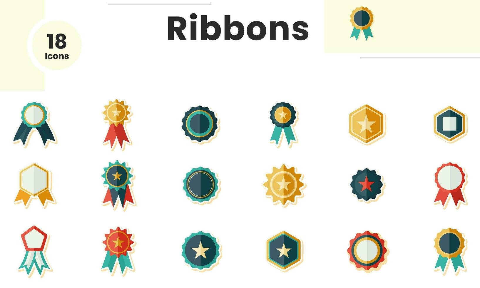 Various Types of Award Ribbon Icon In Colorful. vector