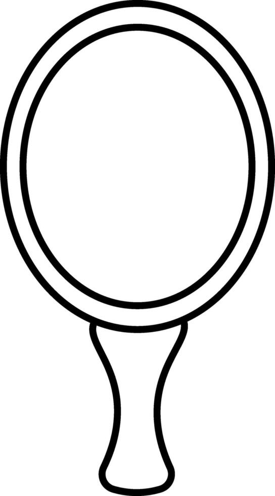 Isolated Hand Mirror Icon In Black Stroke. vector