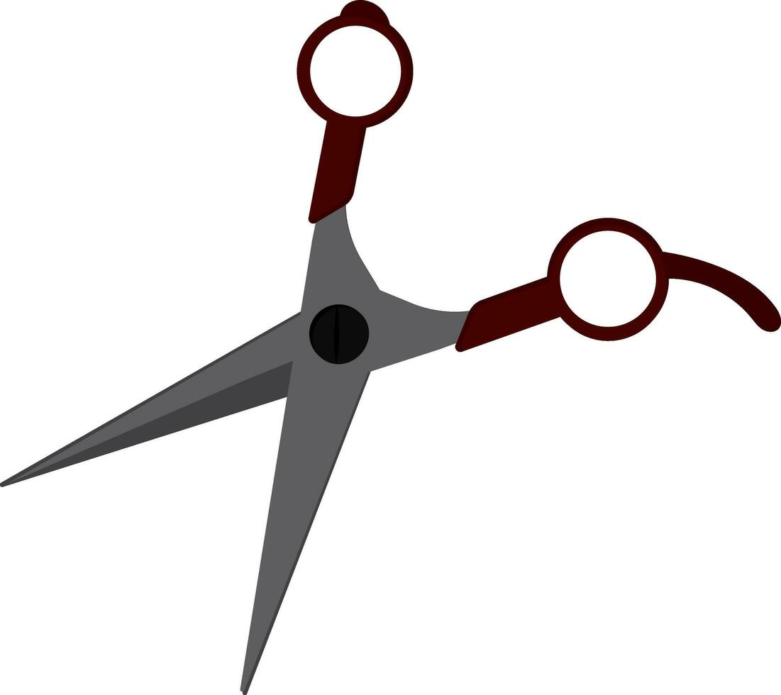 Brown And Gray Scissors Icon In Flat Style. vector