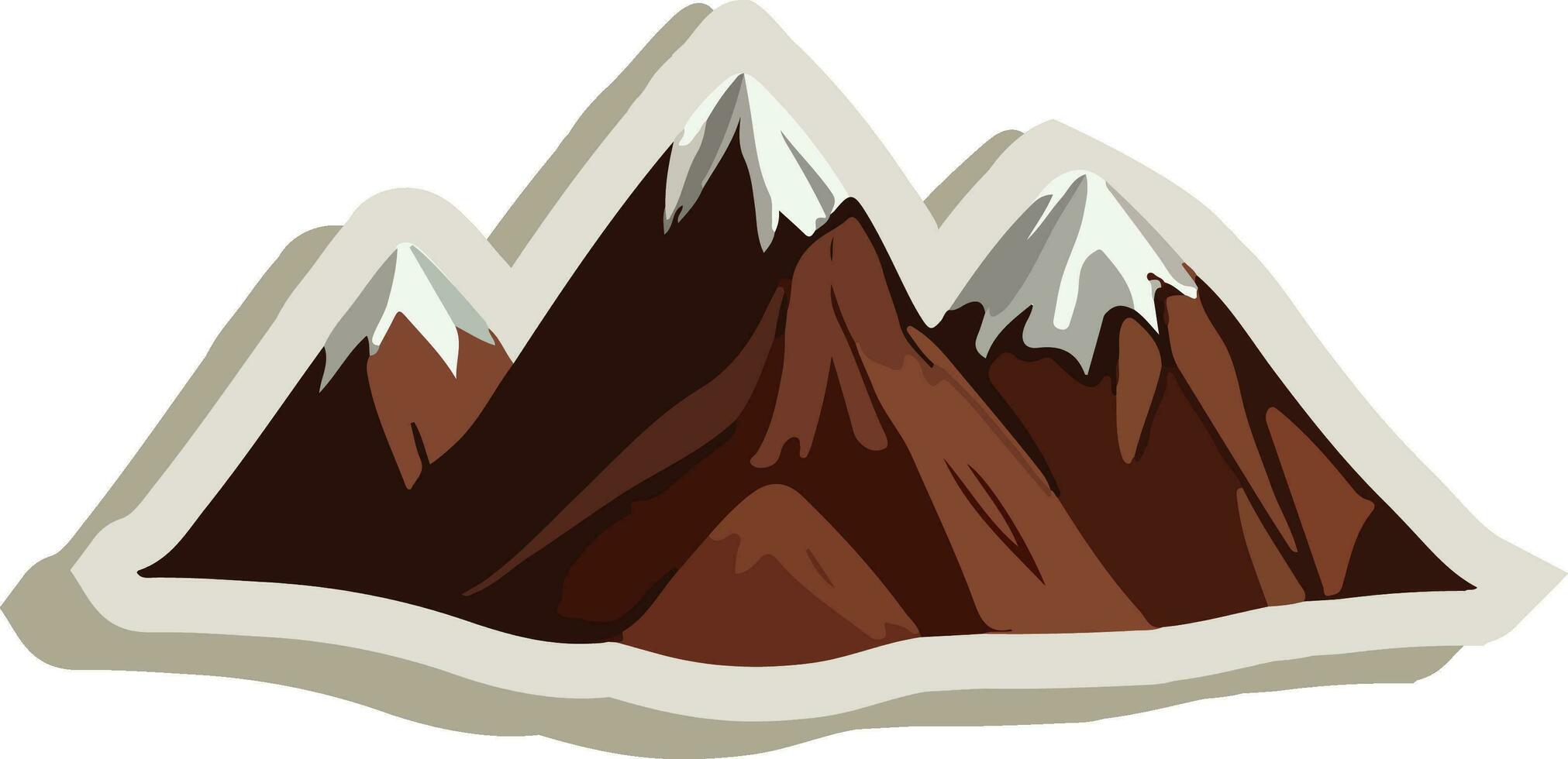 montaña icono en marrón y blanco color. vector