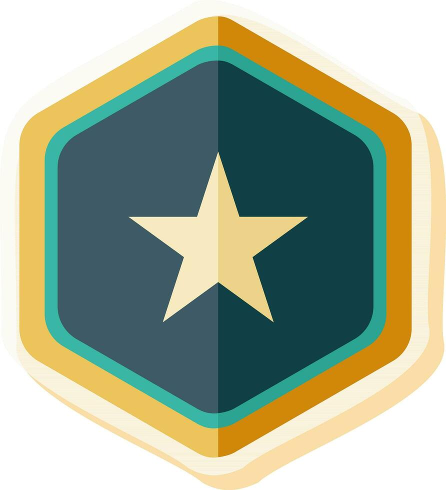 Star Inside Hexagon Badge Icon In Sticker Style. vector