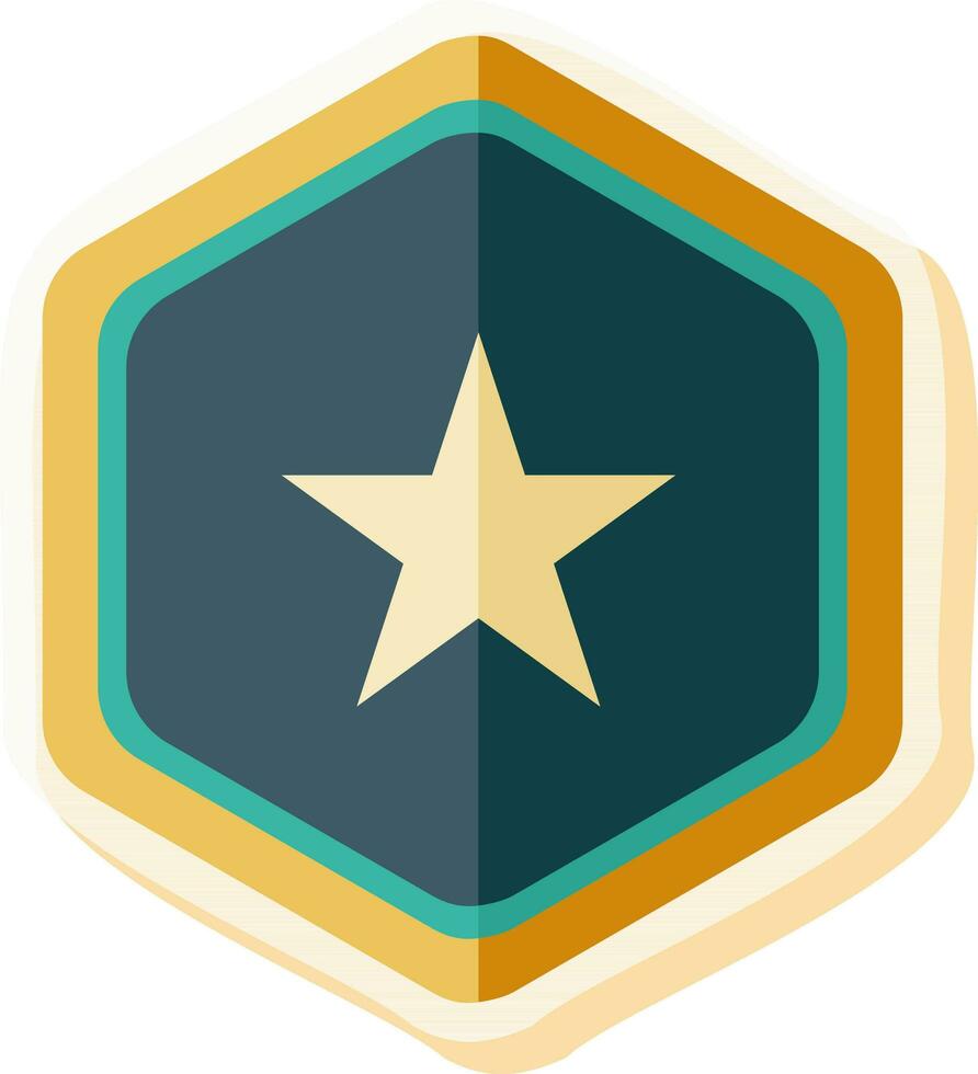 estrella dentro hexágono Insignia icono en pegatina estilo. vector