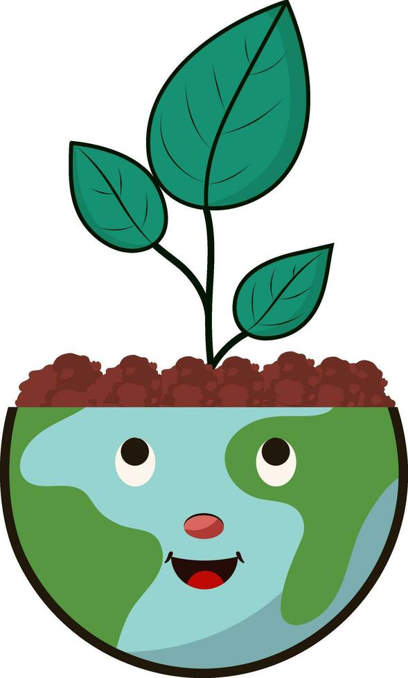 linda personaje de tierra planta icono. vector