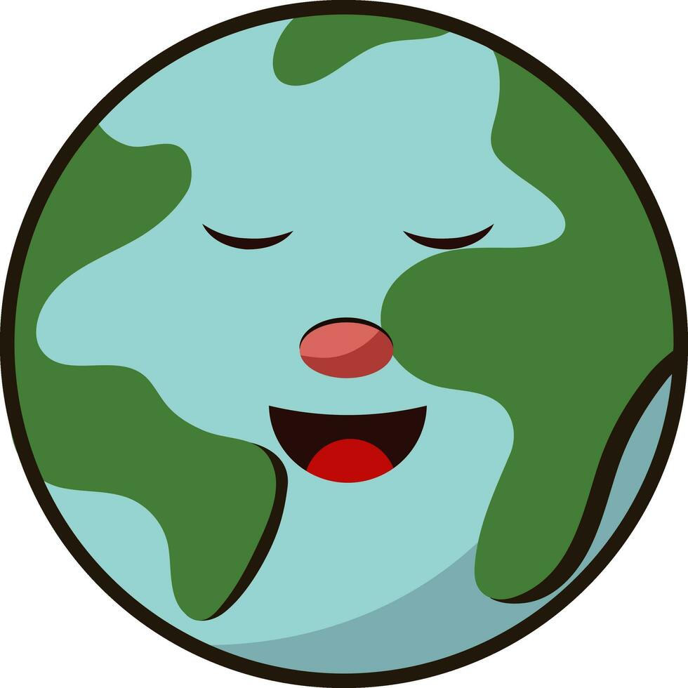 Flat Illustration of Happy Earth Cartoon Icon. vector