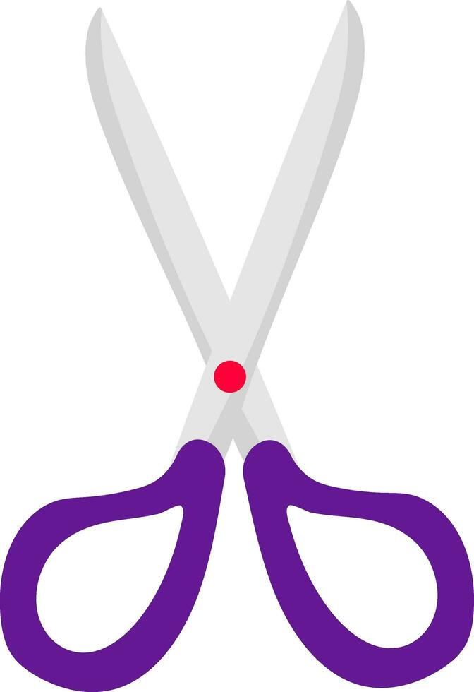 Purple Scissor Icon In Flat Style. vector