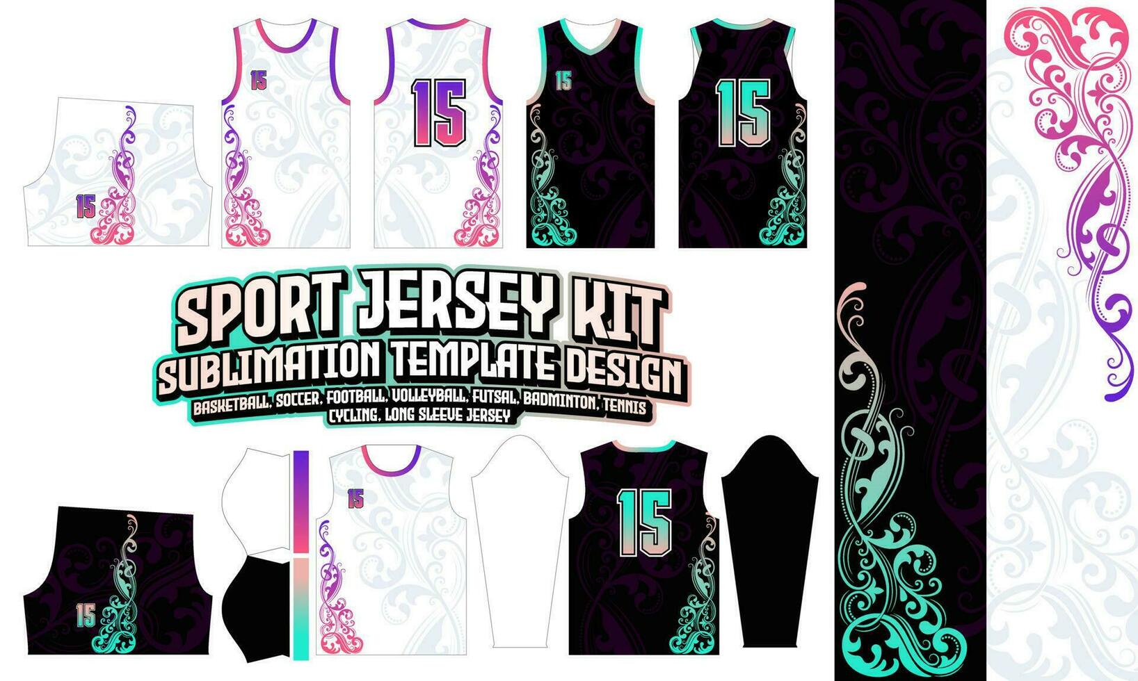 floral jersey diseño vestir sublimación diseño fútbol fútbol americano baloncesto vóleibol bádminton futsal vector