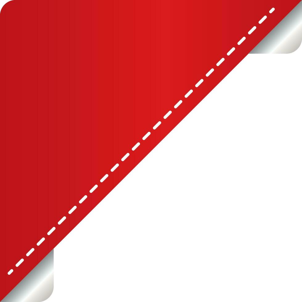 Blank Triangle Paper Curl Label Element In Red Color. vector