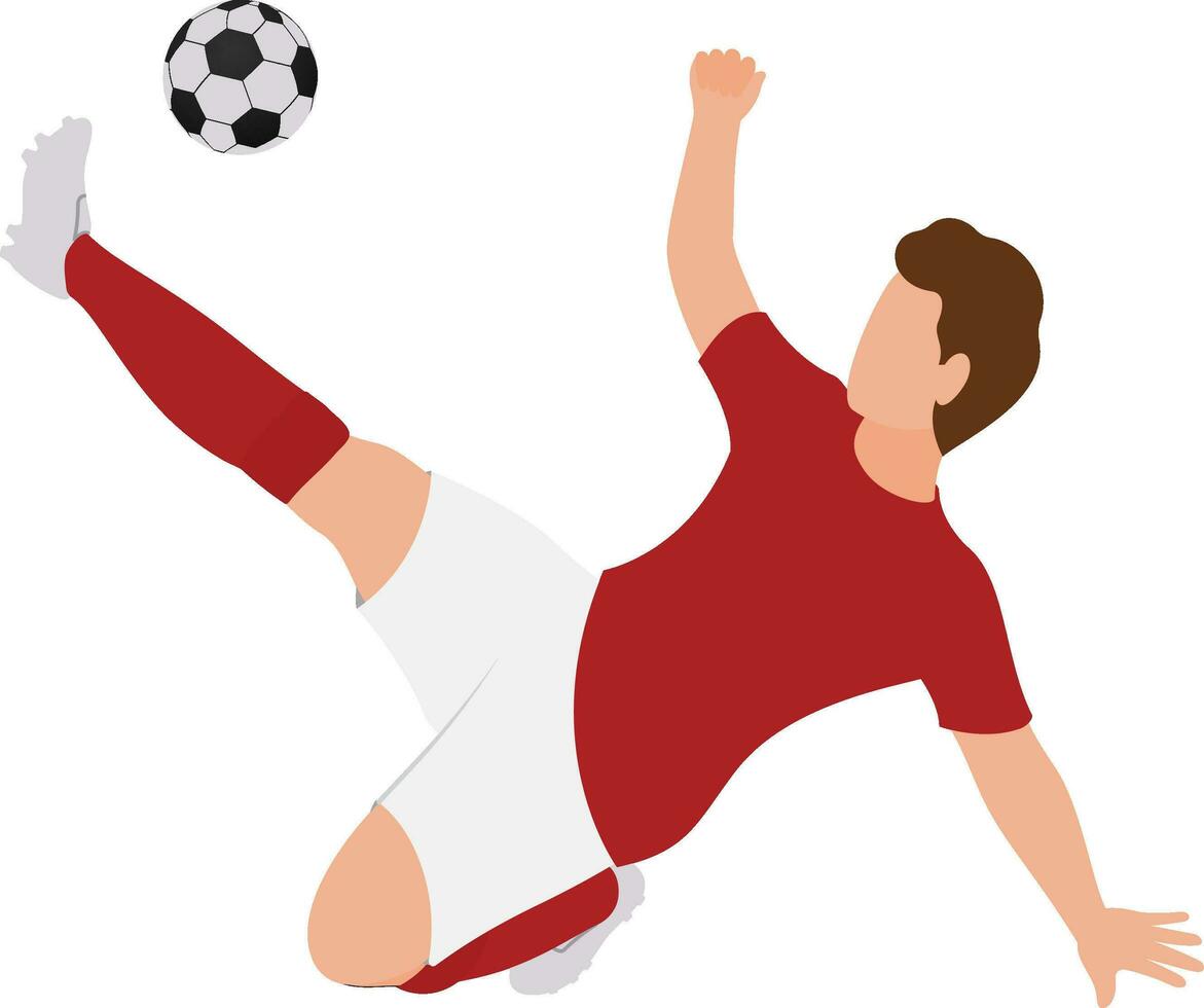 Illustration Of Faceless Young Man Player Kicking Football In Sliping Pose vector