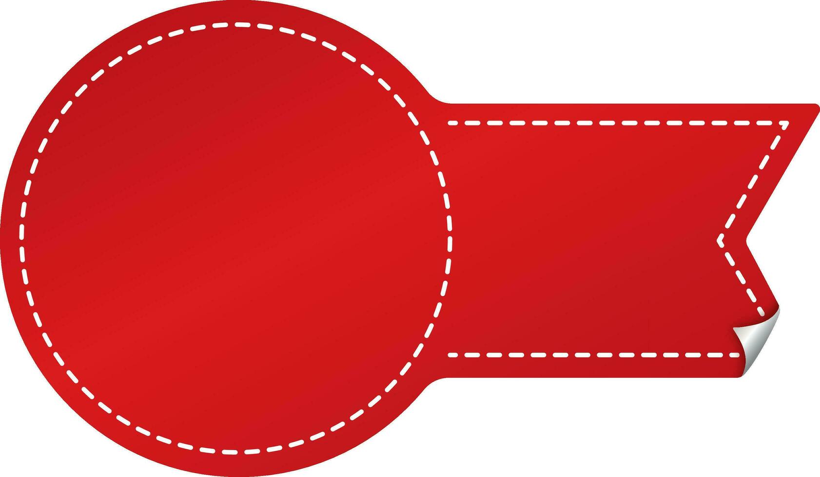 Empty Curl Paper Badge Or Label Element In Red Color. vector