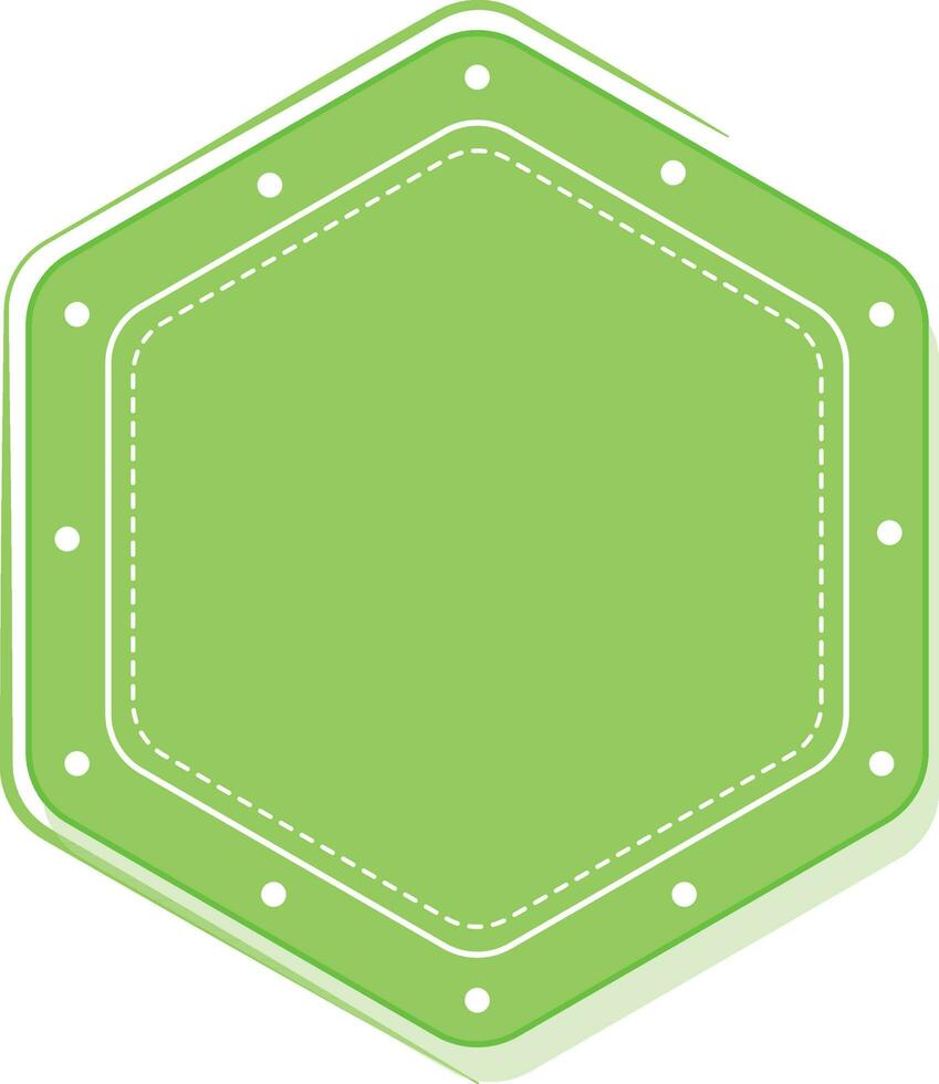 vacío hexágono forma etiqueta o marco en verde color. vector