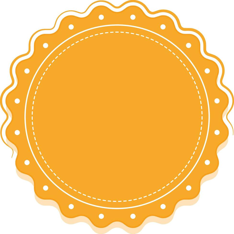 Blank Round Badge Or Label Element In Chrome Yellow Color. vector