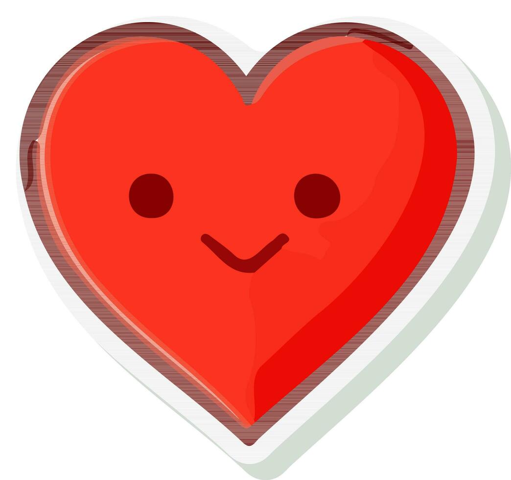 Cute Heart Cartoon Sticker Or Label. vector