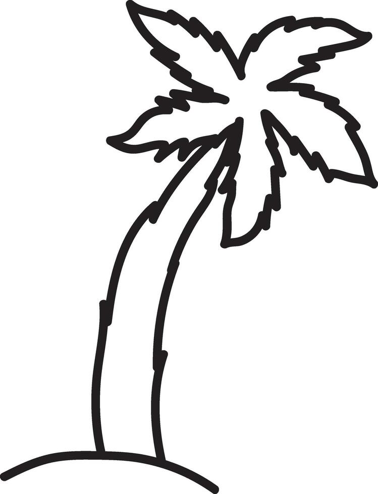 aislado palma árbol icono en negro Delgado línea. vector