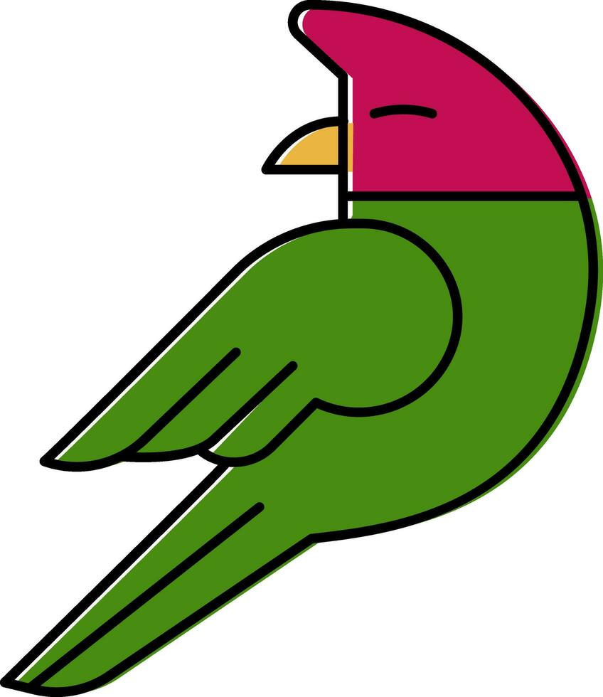 personaje de linda pájaro icono en verde y rosado color. vector