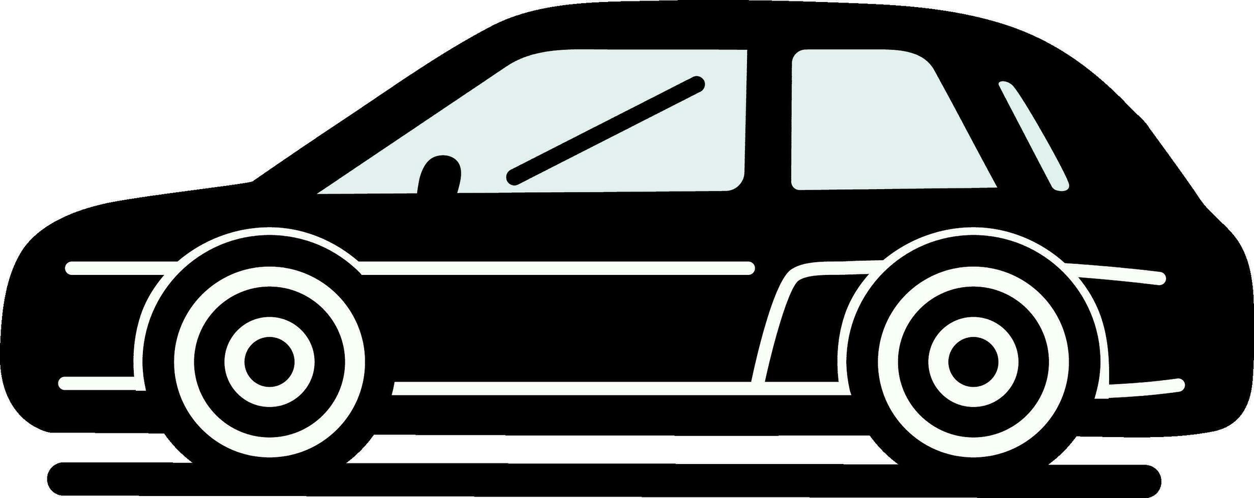 Side View of Car Icon In Black And White Color. vector