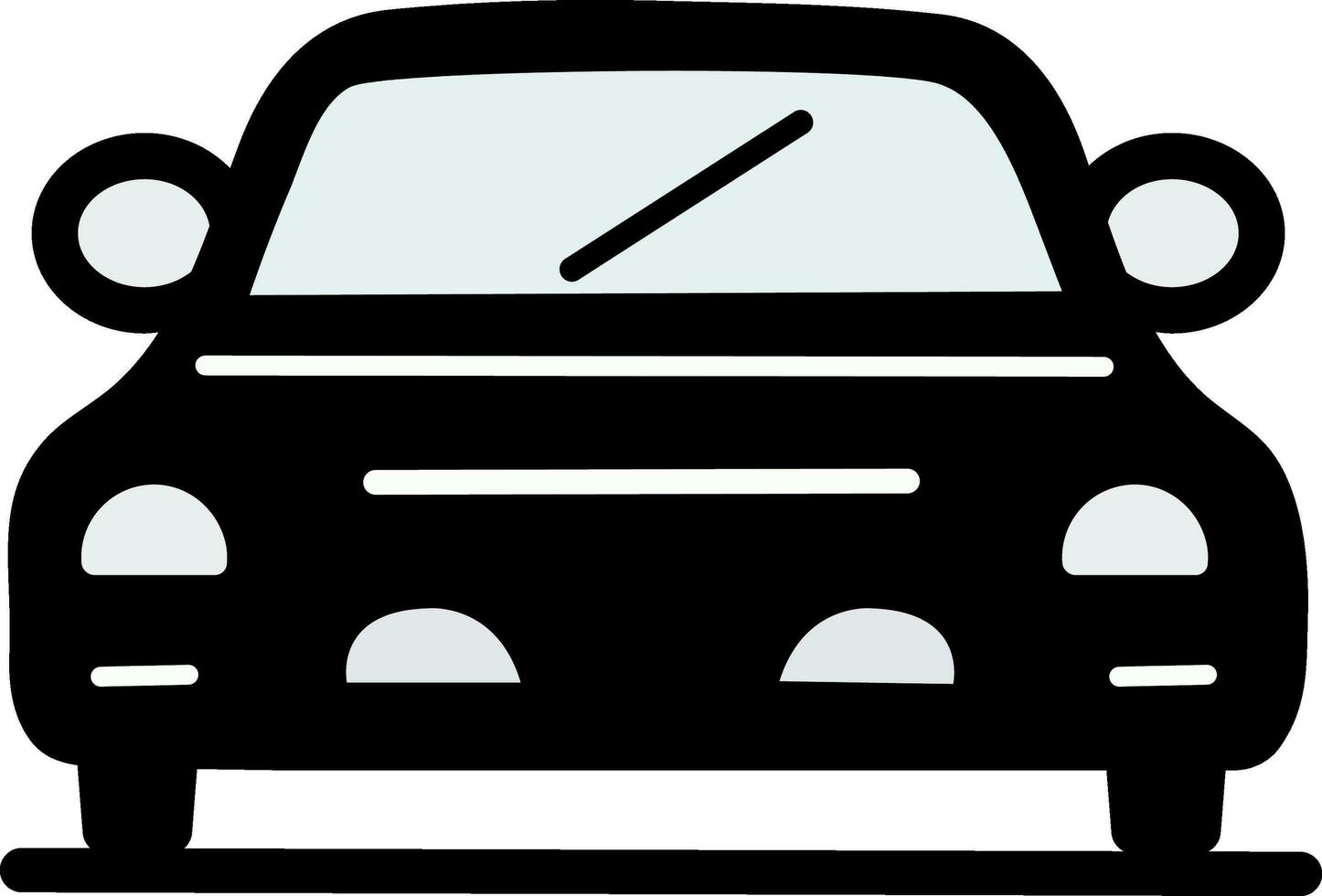 frente ver de coche icono en negro y blanco color. vector