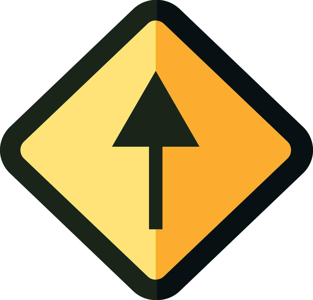 Flat Style Ahead Arrow Sign Icon In Yellow And Black Color. vector