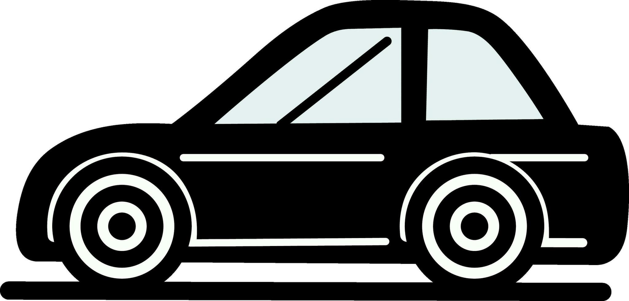 negro y blanco coche icono en plano estilo. vector