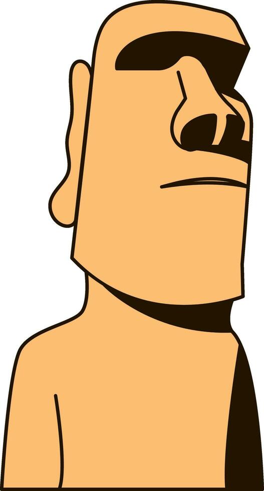 Orange And Brown Moai Stone Icon In Flat Style. vector