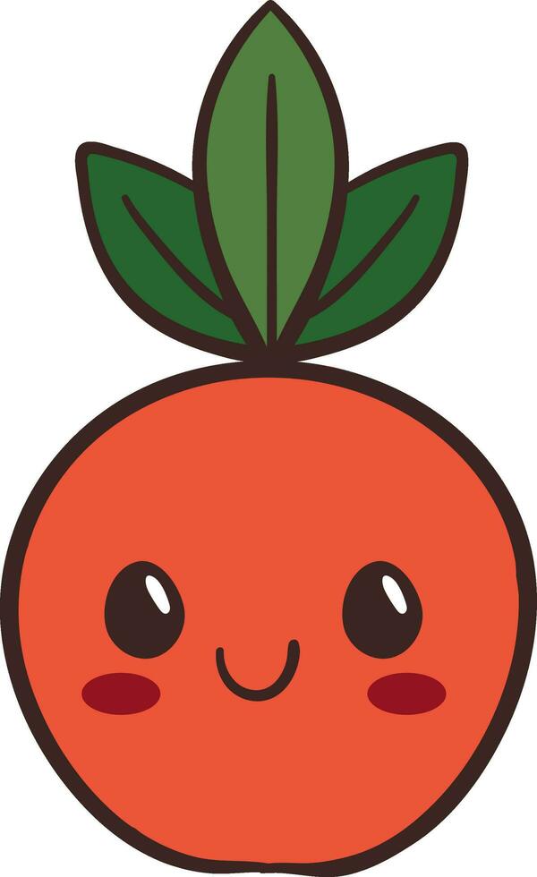 Cute Mandarin Icon In Flat Style. vector