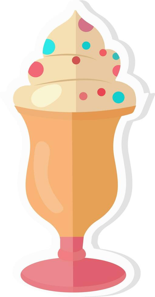 Isolated Whipped Ice Cream Glass Icon In Colorful. vector