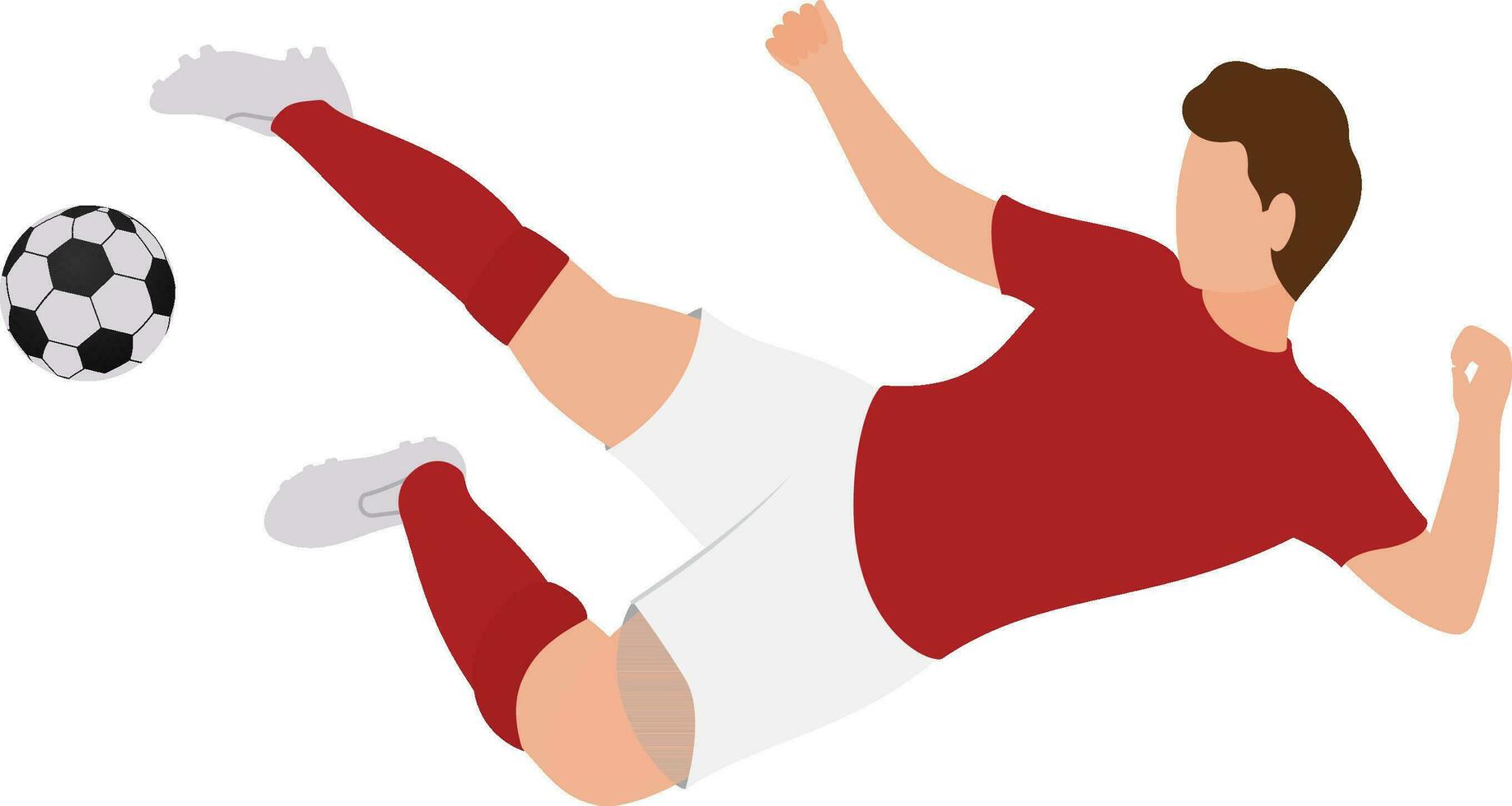 Illustration Of Faceless Young Man Player Kicking Football In Jump Pose. vector
